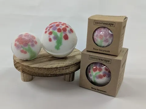 Individual Large Bath Bomb  Rose Geranium (with Colour)